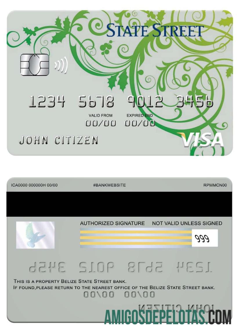 Cartão Visa do Belize State Street Bank baixar para verificação